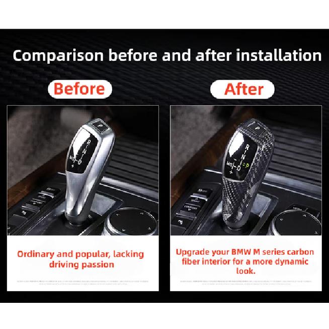For BMW F30 F20 X3 X4 3 4 5 Series Real Carbon Fiber Gear Shift Knob Cover Trim