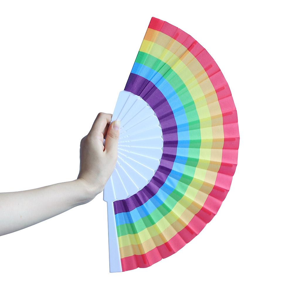 Fan Summer Gift Folding Rainbow Folding Dance Photo Prop Tool Handle Hand Fan Rainbow Folding Fan