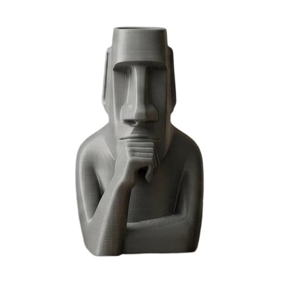 Moai Thinker Statue 3D Printed Creative Thinker Figurine Fun Moai Statue