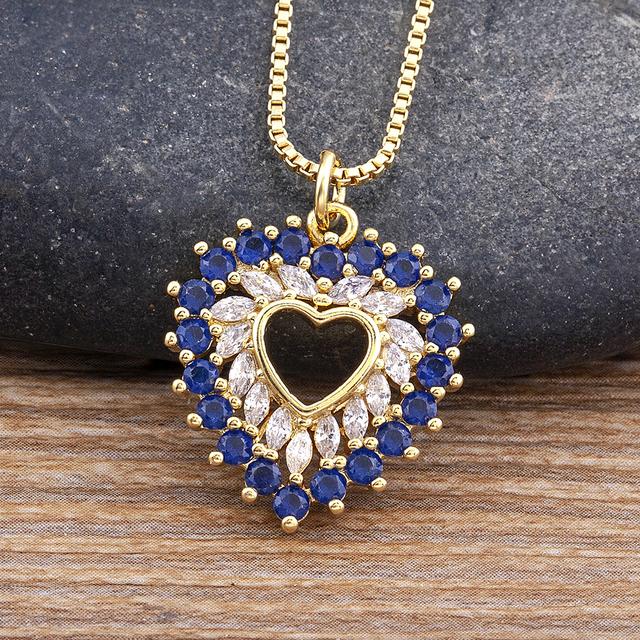 Charm Heart-Shaped Crystal Pendant Necklace Women's Fashion Copper Jewelry Gold Rhinestone Necklace Jewelry Party Gifts