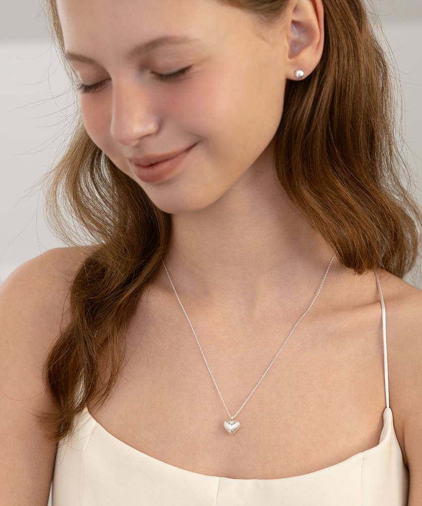 Tatiana (Silver 925) Heart Shell Locket Pendant Long Necklace Nz2505