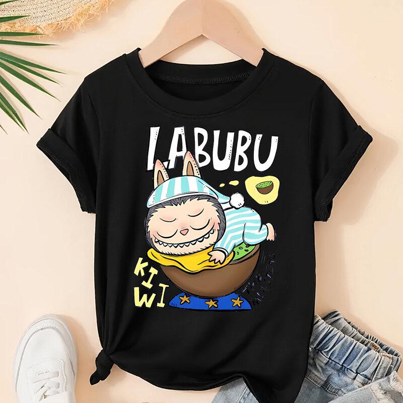 Cute Labubu Children's T-Shirt Short Sleeve Cartoon Print Breathable Summer Fashionable Top for Boys And Girls