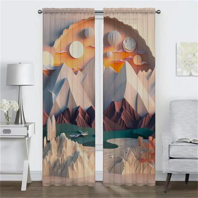 Bölme Peyzaj Sanatı Pencere Perdesi Oda için 2 Panel Karartma Perdeleri Yatak Odası Ev İç Mekan Perdeleri Oturma Odası için Tül