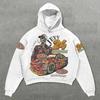 Mens Casual Hooded Sweatshirt 3D Skull Print Loose Fit Long Sleeve Winter Top Teens