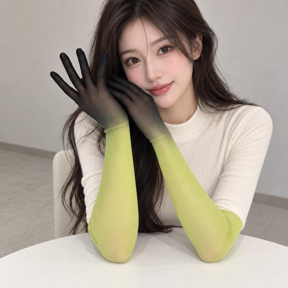 Transparent Sunscreen Mittens Ultra-thin Mesh Full Finger Gloves Dress Gloves