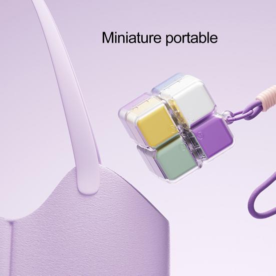Cube Pill Box with Lanyard Portable 8-Cell Medicine Box Sealed Pill Dispenser Cube 7