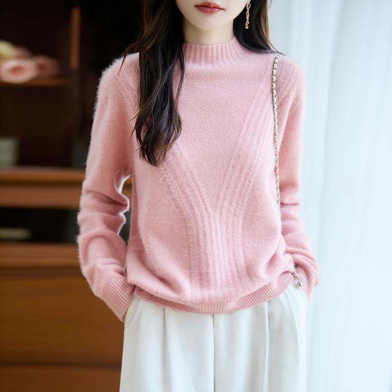 Dámský kašmírový svetr Kašmír Qinghe 30% kašmír 70% vlna podzimní a zimní pulovr hřejivý a módní