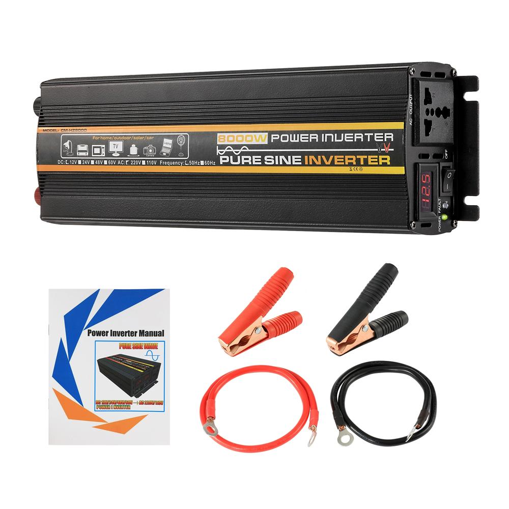 Pure Sine Wave Inverter DC 12V To AC 220V 50Hz 8000W 6000W 4000W 3000W Voltage Transformer Power Converter Solar Car Inverter