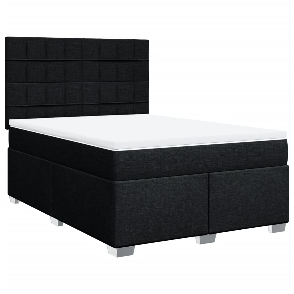 Vidaxl Continental Bed With Mattress, Black, Fabric 140X200 Cm