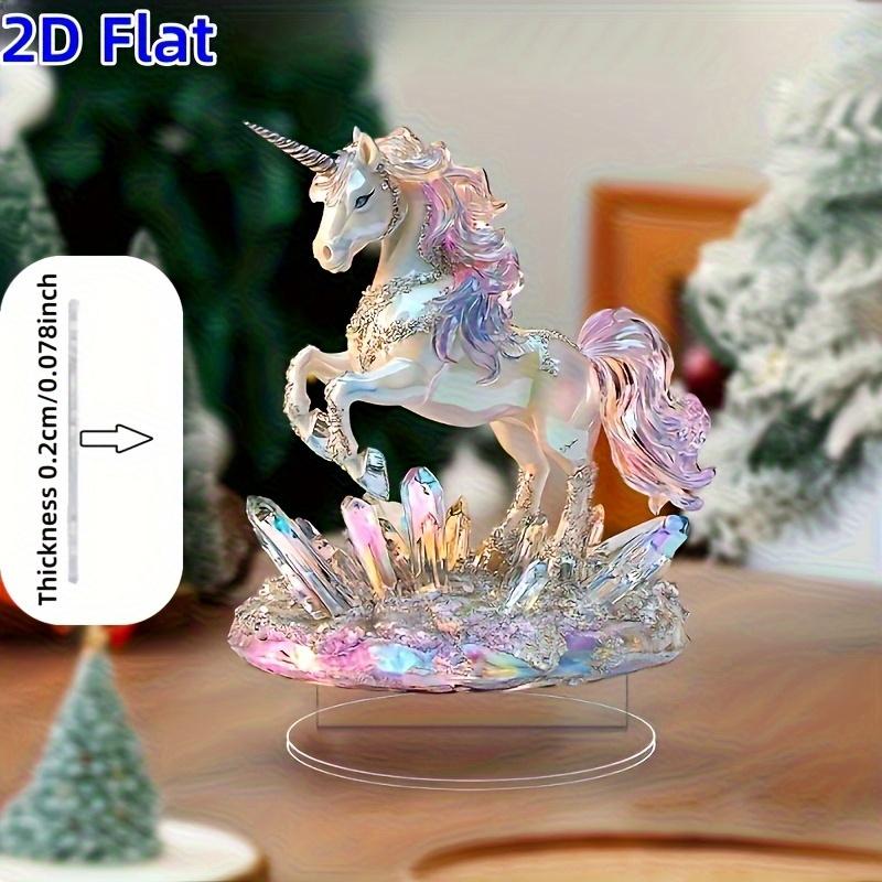 

2D Flat Bohemian Crystal Unicorn Acrylic Desktop Decoration, Home Decor Plaque Hanging Wall Art Decorative Garden Decoration for Room Door Signs Hangi 20*16.2CM