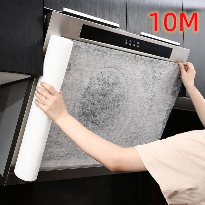 5/10M Disposable Hood Oil Filter Paper Non-woven Anti Oil Cotton Cooker Hood Extractor Fan Filter Kitchen Hood Grease Paper Towe