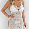 Women's Suspender Skirt Women's Sexy Hollow Machine Knitted Shirt Deep V Split Beach Bikini Blouse Dress