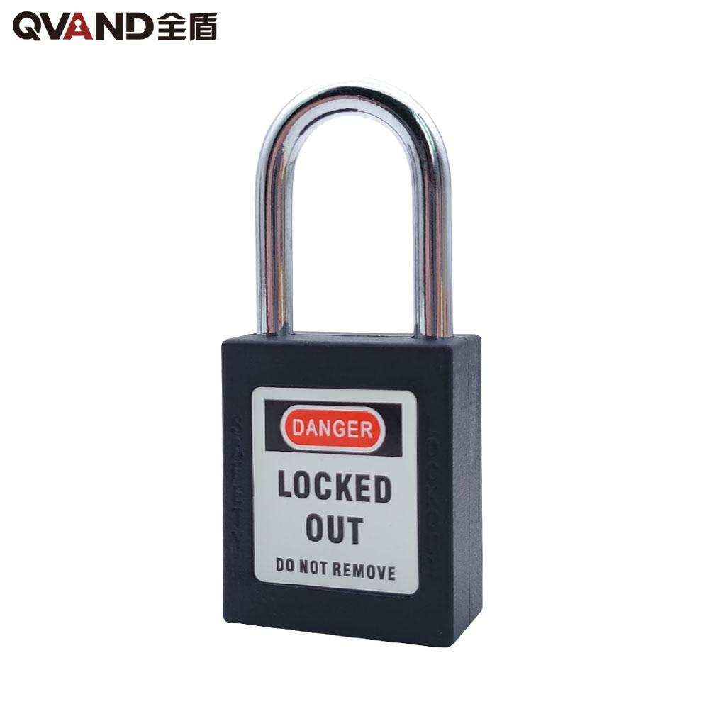OSHA Compliant QVAND M-G38 Loto Locks 38mm PA66 Nylon & Steel Shackle Lockout Tagout Padlock Keyed Alike Safety Lock (Black,Steel shackle&KD&steel & nylon) чёрный