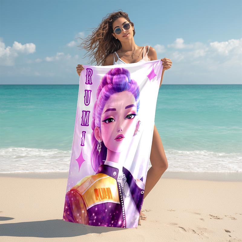 Kpop Demon Hunters Rumi Soft Beach Towel Outdoor Vacation Beach Towel Outdoor Absorbent Bath Towel Blanket Beach Towel Portable For Travel Outdoor Cam