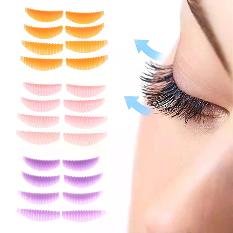 4Pairs Reusable Eyelash Lifting Pad Silicone Lamination Pad Vertical Stripe Perm Rods 3D Lashes Extension Curler Makeup Tool