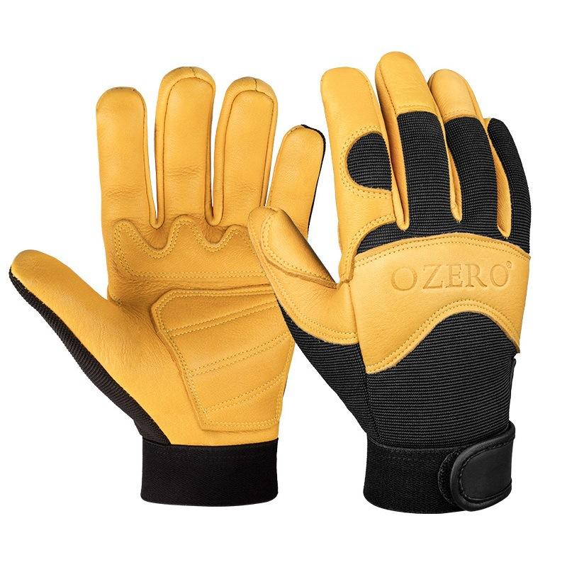 Deerskin Motorcycle Gloves Men's Yellow Leather Retro Motorcycle Off Road Knight Gloves