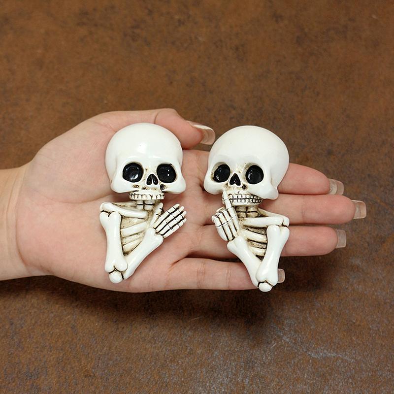 Sjov Stilhedsskelet Statue Halloween Vindueskigger Dørhjørne Dekoration, Gyser Harpiks Kraniestatuer Gotisk Vægskulptur