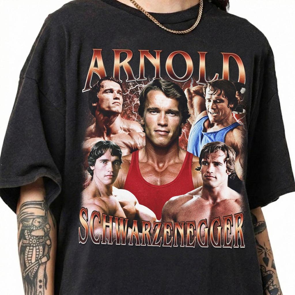 Maglietta Arnold Schwarzenegger, T-shirt Grafica Retro Bodybuilding, Merch Motivazionale Palestra, Maglietta Bodybuilding Era d'Oro, Regalo per Appassionato di Fitness