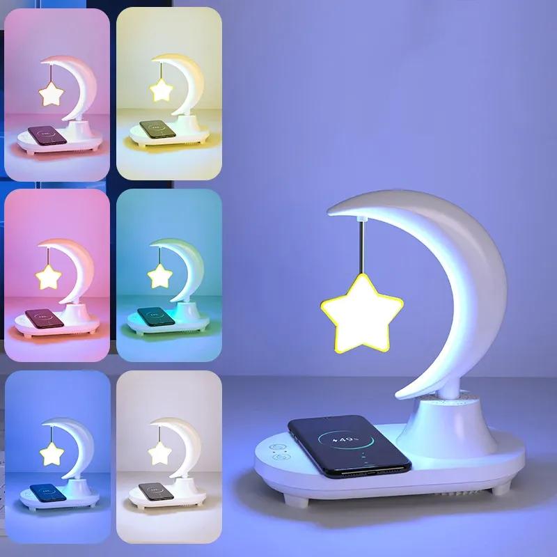 Music Night Light Speaker Ambient Bedside Lamp Computer Office Desktop Decoration Wireless Charging Game Music Dimmer