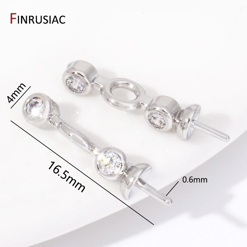 

Rhodium Plated Brass Pearl Pendant Mounting Bails,Inliad Zircon Pendant Connnector For DIY Necklace Making Findings Supplies 2 pieces