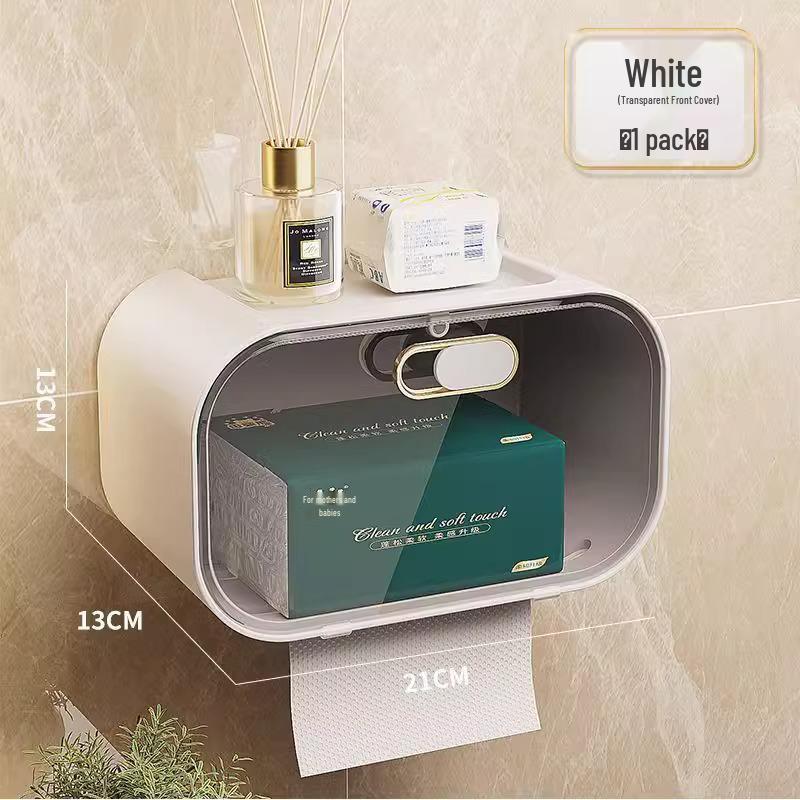 

Wall-Mounted Transparent Tissue Box - Space-Saving, Punch-Free Kitchen Face Towel and Wet Wipe Storage.