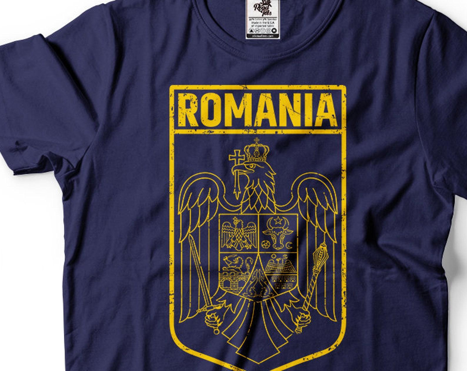 Romania Flag T-Shirt: Romanian Coat of Arms Heritage Tee S