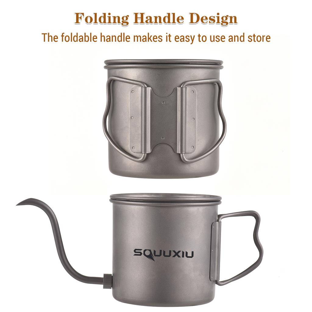 400ml Pour Over Kettle Gooseneck Coffee Kettle Ti Folding Handle Water Kettle with Lid