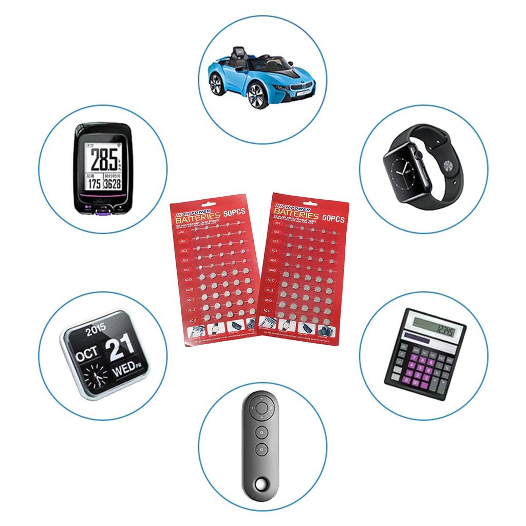 100Pcs/ AG1/AG3/AG4/AG10/AG12/AG13 Batteries Set for Watch Clock Camera Mixed Button Coin Cell Battery