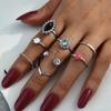 Schmuckkombination Schwarzer Edelstein Pferdeauge Roter Diamant 8-teiliges Set Ring
