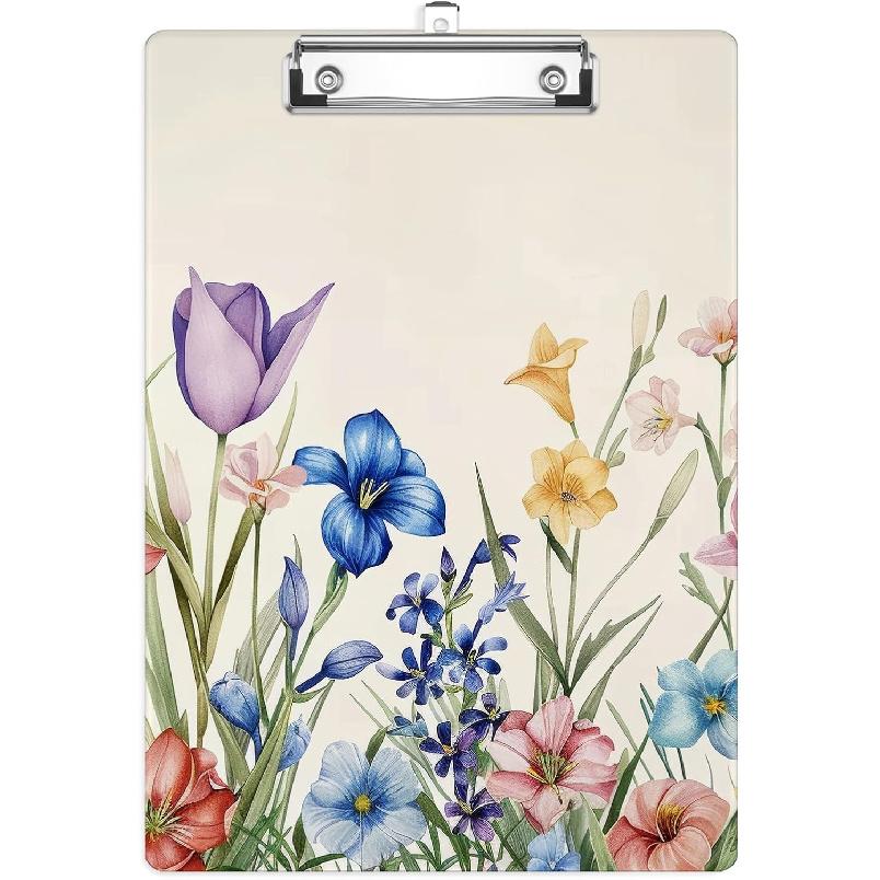 Leaves and Rainbow Plastic Clipboards,Cute Fashion Clipboard Decorative 8.5" x 12.5"Standard A4 Size Clipboards,Acrylic Clipboard for Teacher,Social