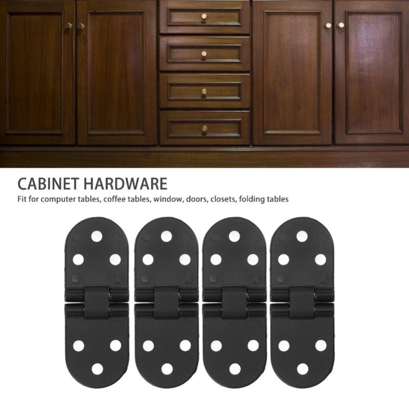 4 Set Round Edge Hinge 180 Degree Painted Black Zinc Alloy Cabinet Hardware For Door With Screw