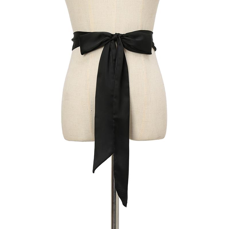 200*4cm Damen Schmaler Langer Schal Einfarbig Seide Gummi Rot Krawatte Schwarz Tasche Band Einfarbig Stirnbänder Schlichter Choker Streamer