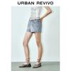 UR 2025 Autumn Women's Retro Casual Woven Belt Denim Shorts
