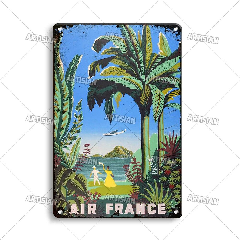 Vintage France Metal Sign  Funny Tin Travel Plaque for Home Bar Cafe Wall Decor  Rustic Metal Plate