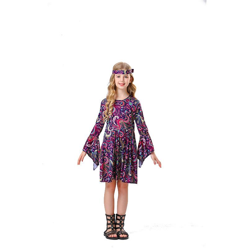 Cosplay carnival kids 10s vintage hippie disco costumes kids masquerade costumes