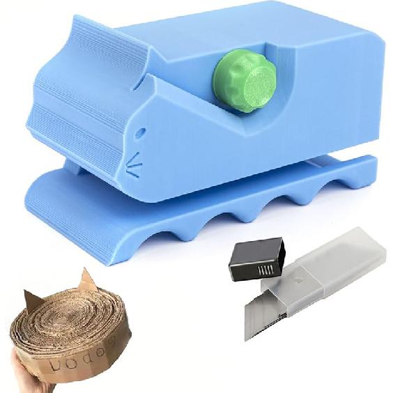 Cardboard Cutter for Cat Scratchers with 6pcs Blade,3D Printed Card Board Cutter Kids DIY Cat Scratchers Cardboard Strip Tool Machine for Cat Lovers