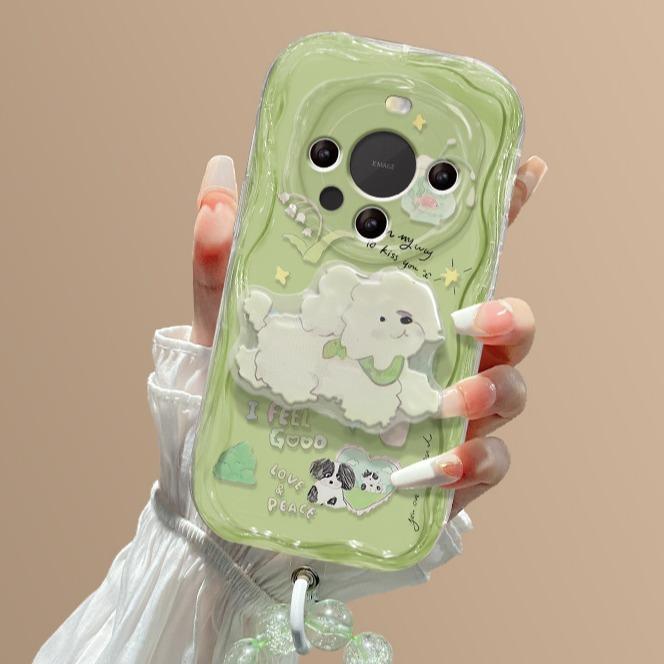 Suitable for Huawei Mate60Pro Mobile Phone Case Nova12 Summer Fresh Puppy Bracket Chain Honor 100 Transparent