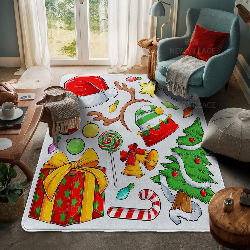 House Entrance Carpet Home Door Mat Living Room Bath Foot Bathroom Non-slip Water Absorption Rugs Bath Merry Christmas Winter