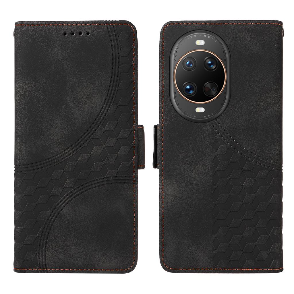 For Huawei nova 14 Ultra 5G Leather Cases Wallet Rhombus Imprinted Phone Cover Stand with Strap