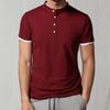 2026 Men's Casual and Fashionable Solid Color Short Sleeved Stand Up Collar T-shirt Summer Versatile and Comfortable Top