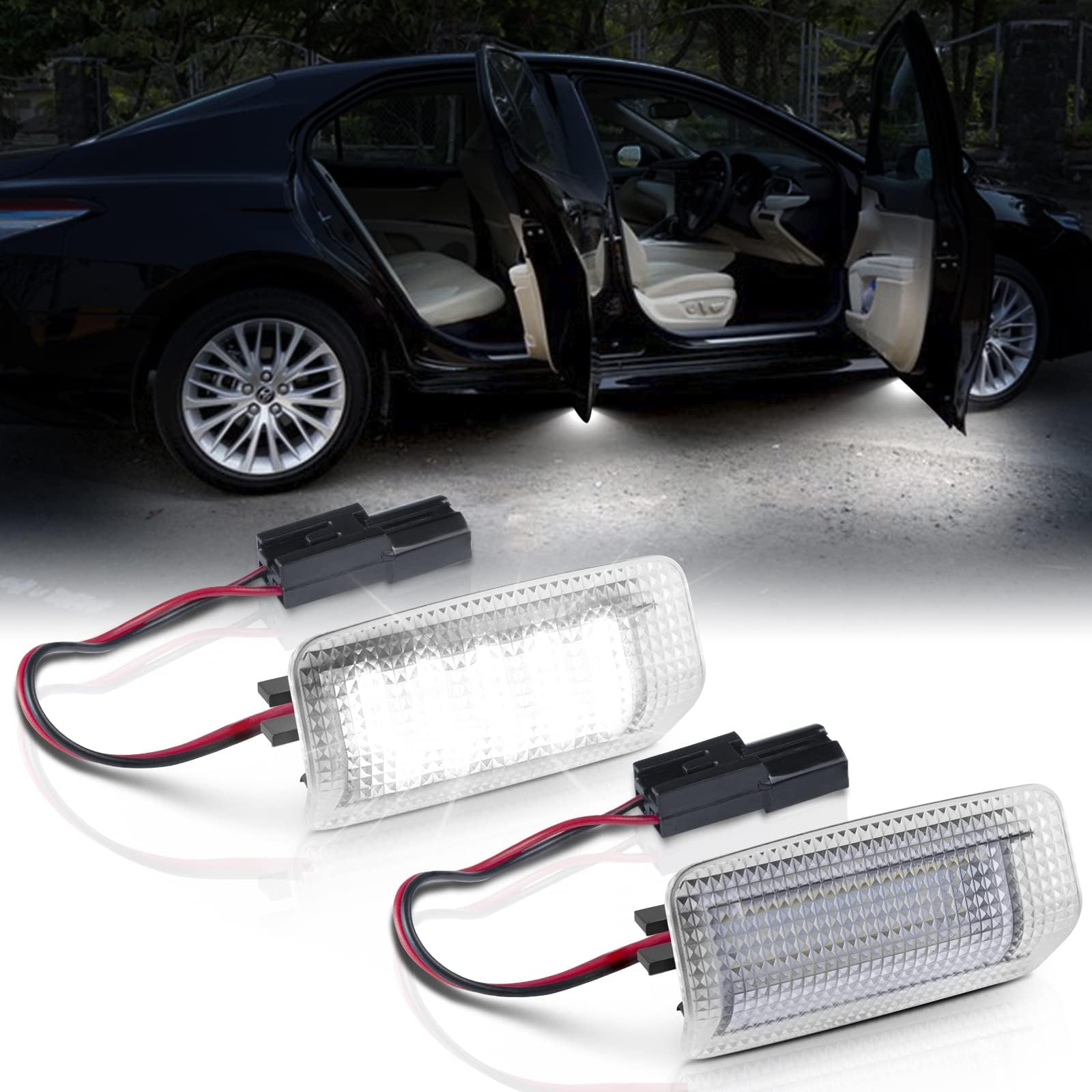 

POPMOTORZ Светодиодная лампа подсветки салона Prius 20-й серии 30-й серии 50-й серии Prius 20 30 серии Лампа приветствия Crown 200-й серии Markx 120-й серии 130-й серии Комплект из 2 штук белый