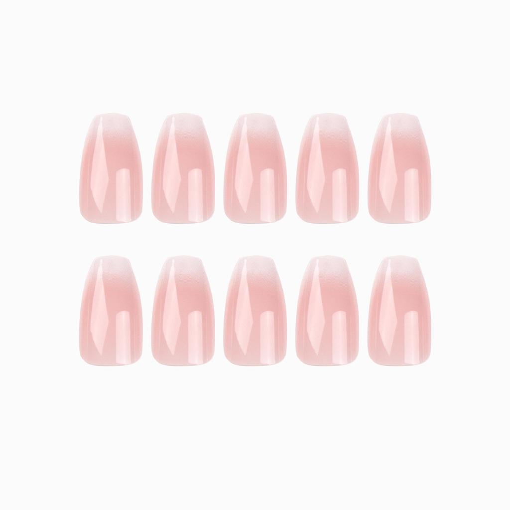 Gradient Pink & White Press-On Short Nails
