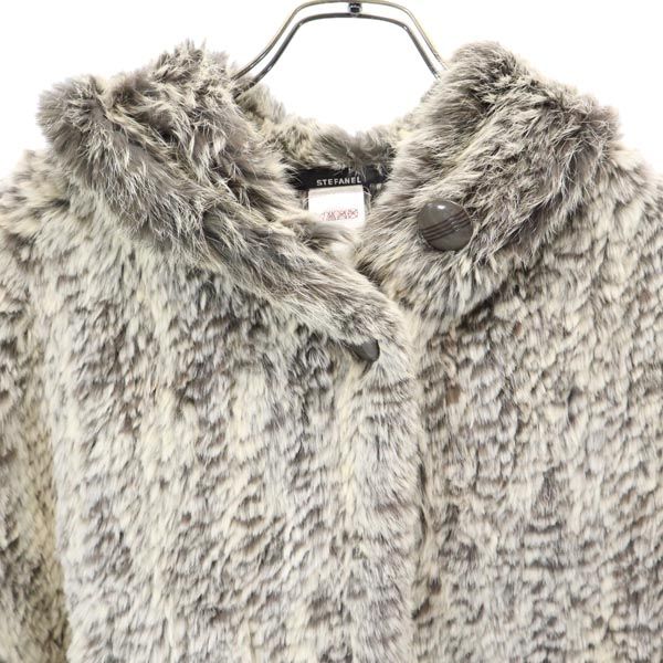 STEFANEL Hooded Rabbit Fur poncho Gray Jacket Women Used
