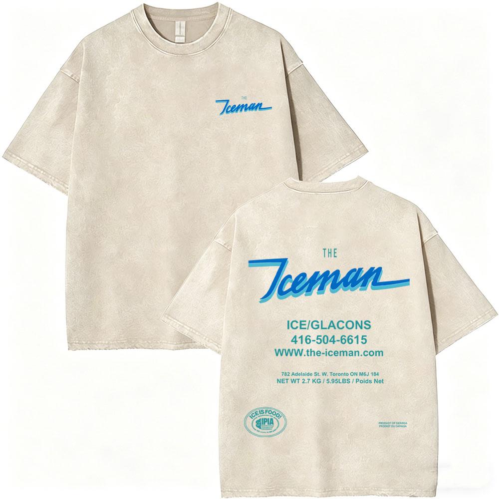 Gewaschenes Vintage Rapper Drake ICEMAN Freeze The World 2026 T-Shirt Herren Damen Mode Hip Hop Übergroße T-Shirts Herren Streetwear
