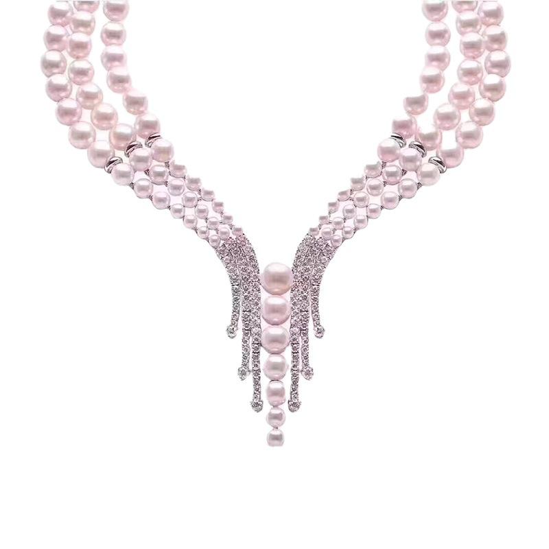 044 French Natural Freshwater Pearl Necklace - Elegant & Versatile for Women
