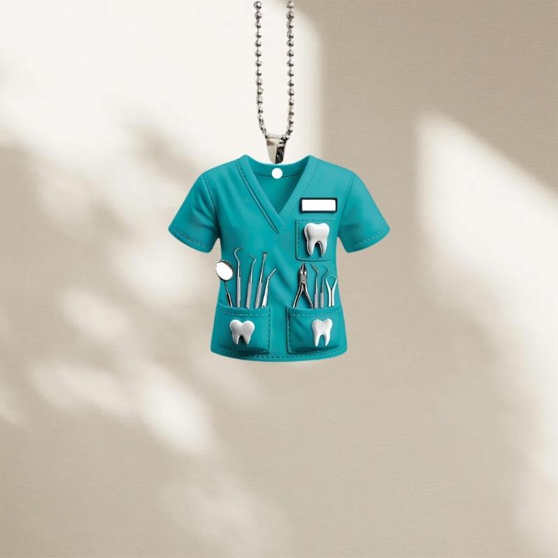 Lusterko wsteczne samochodowe montowane Dekoracja o tematyce dentystycznej Kostium dentysty Wisiorek Akrylowa ozdoba Urok Wisząca dekoracja