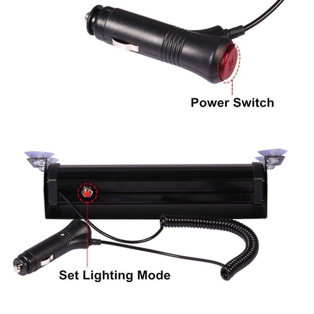 8 LED Strobe Light Suction Cup Mount Safety Light Bar Bright Warning Light for Car Truck Vehicle