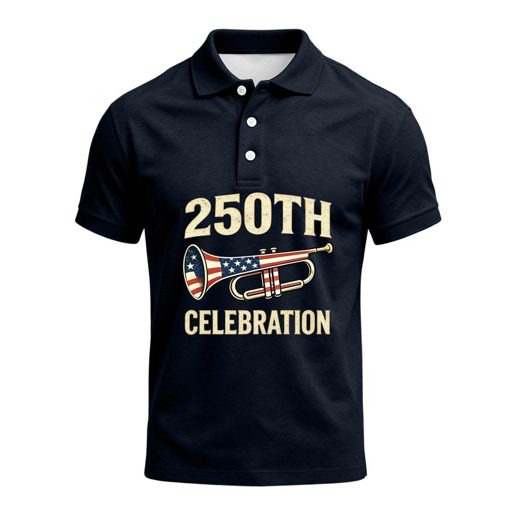 Men's 250th Anniversary Short Sleeve Polo Shirt America Strong Graphic Print 1776 to 2026 Commemorative Casual Shirt