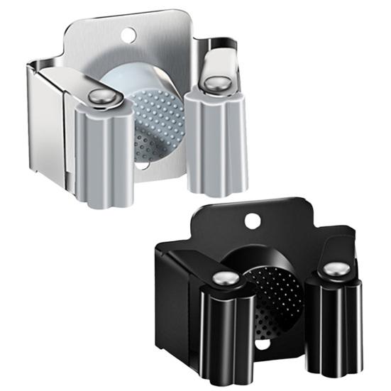 Wall Mount Broom Holder Non-Slip Design Simple Installation Stainless Steel Heavy Duty Mop Holder Broom Hanger with Screws