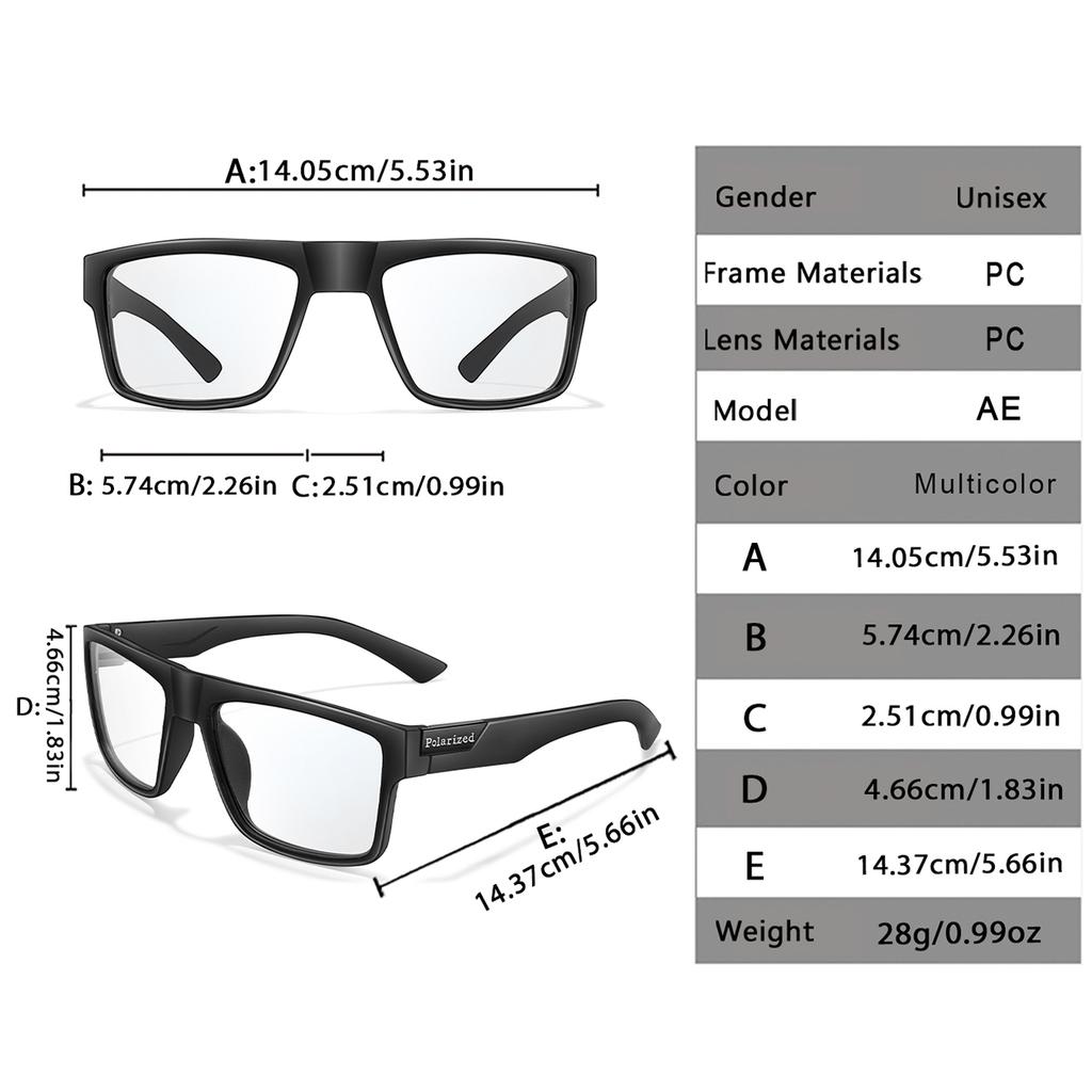 3-Pairs Classical Square Photochromic Sunglasses Outdoor Sports Cycling Running Driving Men Women Festival Party Wear Eyewear